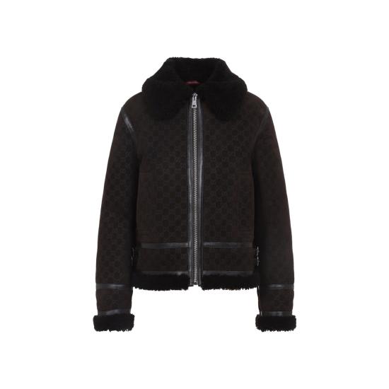 26SS 구찌 프린트 스웨이드 쉐어링 자켓 835526 XSAGB 2037 ESPRESSO BROWN