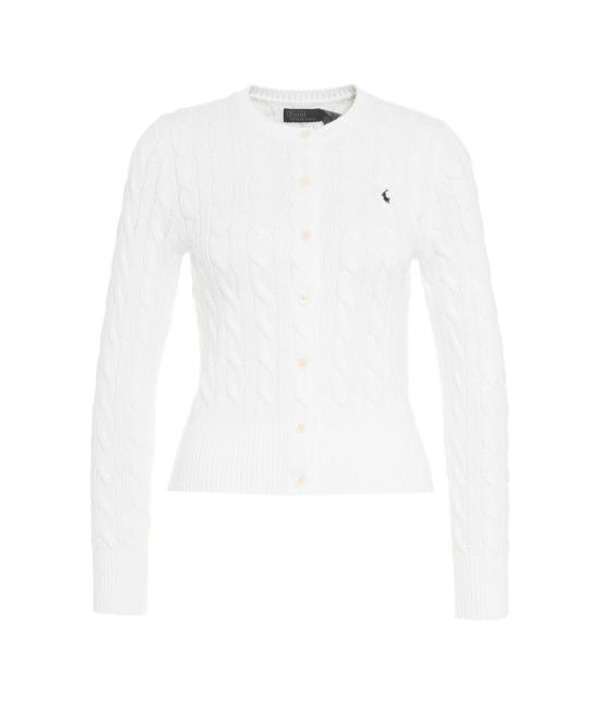 25SS 폴로 랄프로렌 포니 로고 자수 케이블 니트 크루넥 가디건 211 891643 001 WHITE