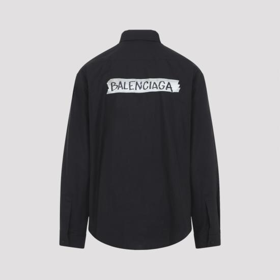 26SS 발렌시아가 마스킹 테이프 라지 핏 롱 슬리브 셔츠 857809 TRM28 1000 BLACK - BALENCIAGA