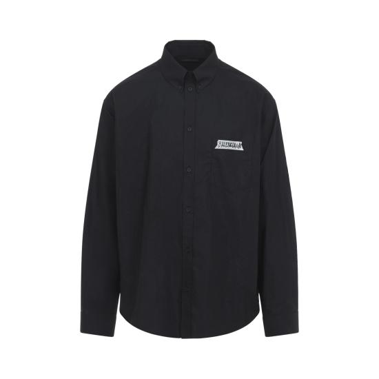 26SS 발렌시아가 마스킹 테이프 라지 핏 롱 슬리브 셔츠 857809 TRM28 1000 BLACK