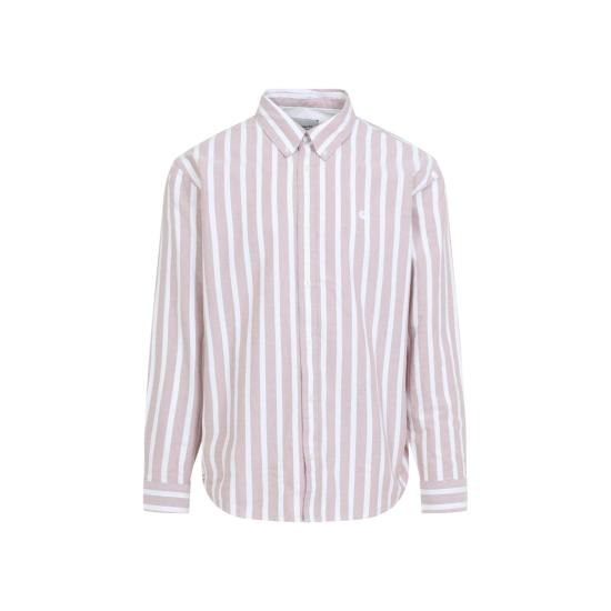 26SS 칼하트 WIP 롱슬리브 데븐 스트라이프 셔츠 I0361983JDXX03 DEVEN STRIPE OXIDE RED WHITE