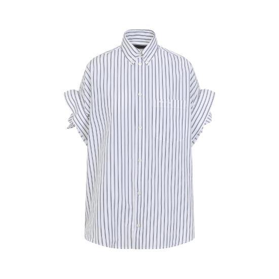 26SS 발렌시아가 턱드 슬리브 셔츠 857833 TTM33 9086 WHITE BLUE