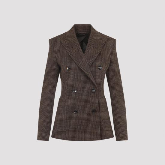 25FW 막스마라 지아차 체크 울 블렌드 더블 자켓 2521916062600 13270 001 PRINCIPE DI GALLES BROWN - MAX MARA