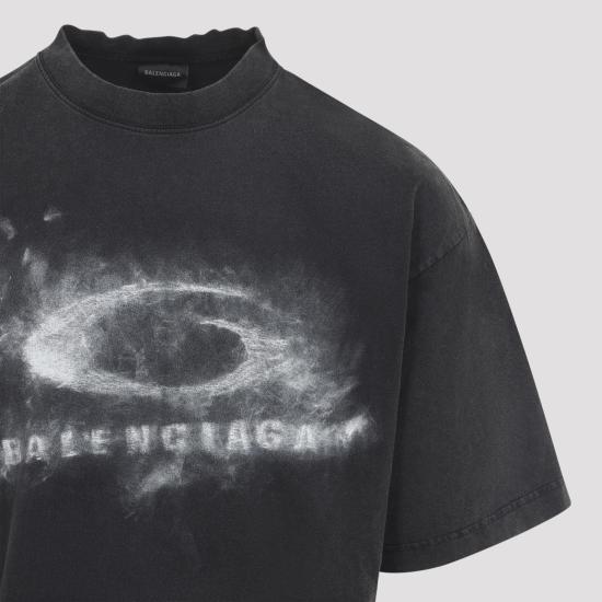 26SS 발렌시아가 워시드 크레용 루프 티셔츠 764235 TTVN5 9034 WASHED BLACK WHITE - BALENCIAGA