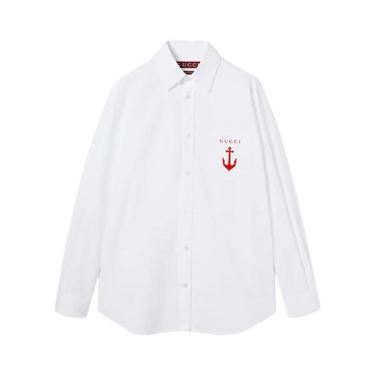 25FW 구찌 포켓 자수 셔츠 833294Z7AUX 9000 WHITE