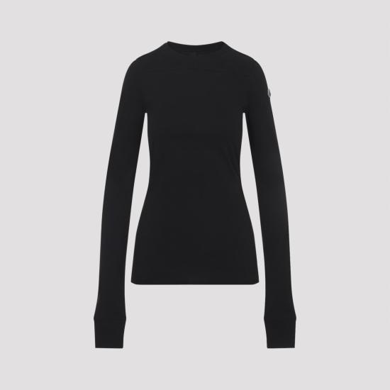 26SS 릭오웬스 몽클레어 반팔 티셔츠 MU01F8D01 89AHD 999 BLACK - RICK OWENS MONCLER