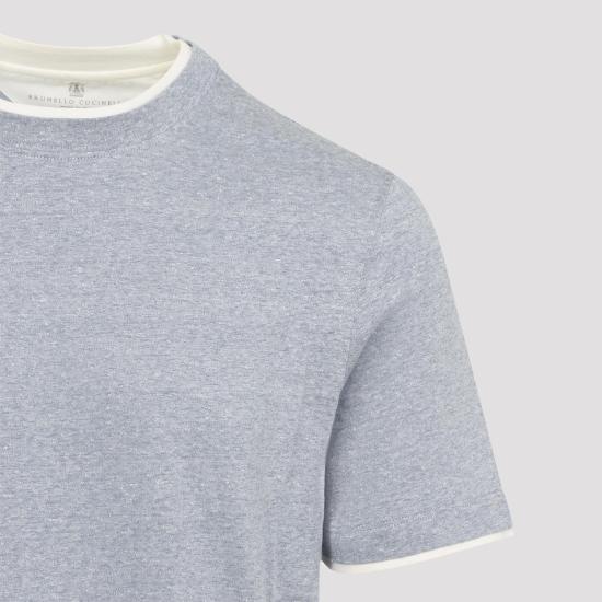 26SS 브루넬로 쿠치넬리 페이크 레이어링 티셔츠 MW8357427 CGE03 CARTA DA ZUCCHERO BLUE - BRUNELLO CUCINELLI