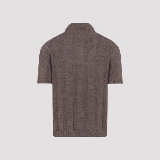 26SS 브루넬로 쿠치넬리 와이드 립 코튼 리넨니트 폴로셔츠 M2L707815 CNO22 NOCCIOLA BROWN - BRUNELLO CUCINELLI