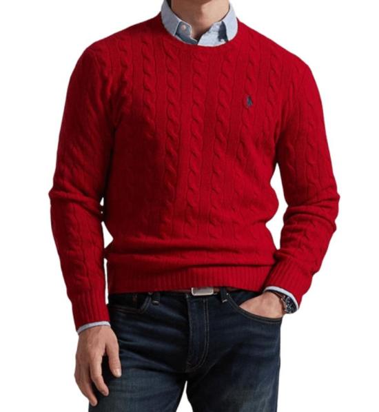 25FW 폴로 랄프로렌 케이블 니트 스웨터 710876762 006 ROSSO - POLO RALPH LAUREN