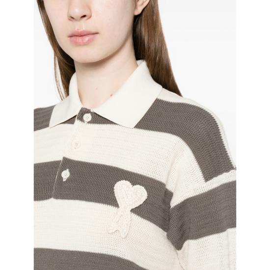 26SS 아미 코튼 폴로 드레스 FDR667 KN0153 A152 GREY NEUTRALS - AMI