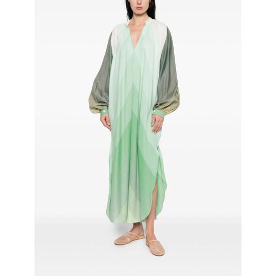 26SS Marrakshi Life 미디 원피스 HS25 004 STR28 GREEN WHITE - MARRAKSHI LIFE