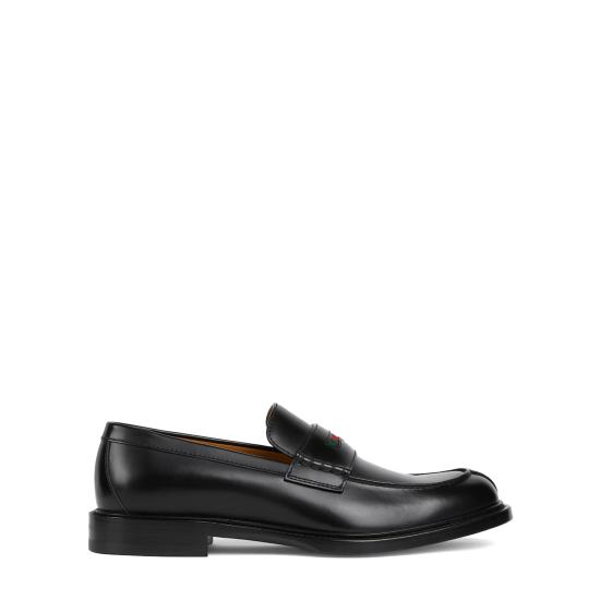 25FW 구찌 스무스 레더 웹 로퍼 838136AAEYD 1060 BLACK