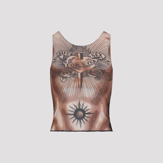 26SS 장 폴 고티에 탑 2601WTO457M026P 636000 NUDE BROWN BLACK MULTICOLOUR - JEAN PAUL GAULTIER