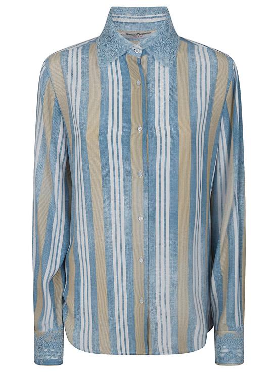 26SS 에르마노 설비노 셔츠 D482K394 APOQN S4807 ST RIGHE DE BLUE