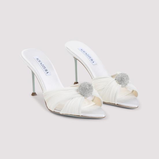 26SS 아쿠아주라 뮬/슬리퍼 MSYMIDBR CHA FFF WHITE - AQUAZZURA