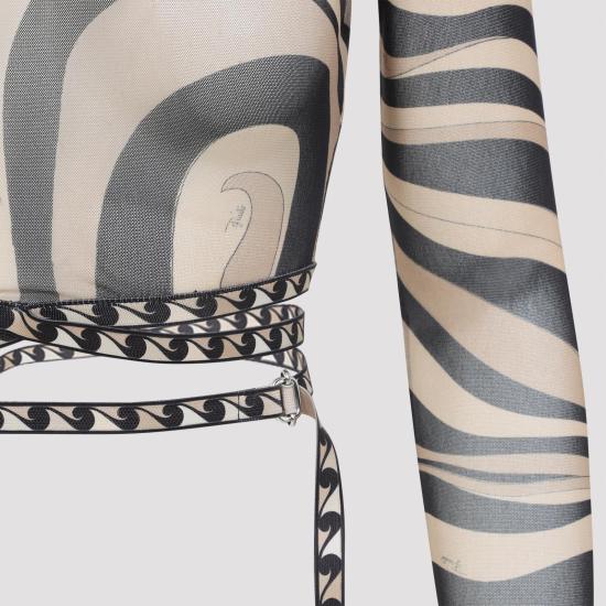 26SS 푸찌 탑 6HJM32 6H769 007 BEIGE NERO MULTICOLOUR - PUCCI