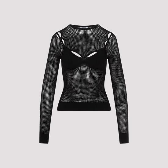  오프화이트 넷 애로우 브라렛 탑 OWHT020S24KNI001 1010 BLACK BLACK - OFF WHITE