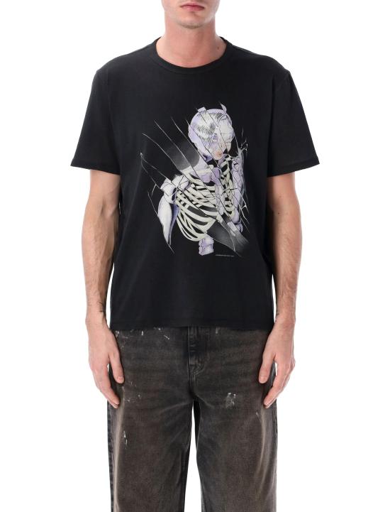 26SS 아워레가시 뉴 박스 티셔츠 사이버네틱 엔젤 프린트 M2266NC BW BLACK WASH