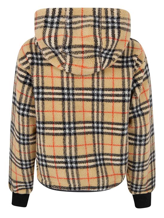 26SS 버버리 크롭 체크 플리스 후드 자켓 8118929 SAND IP CHECK NUDE NEUTRALS - BURBERRY