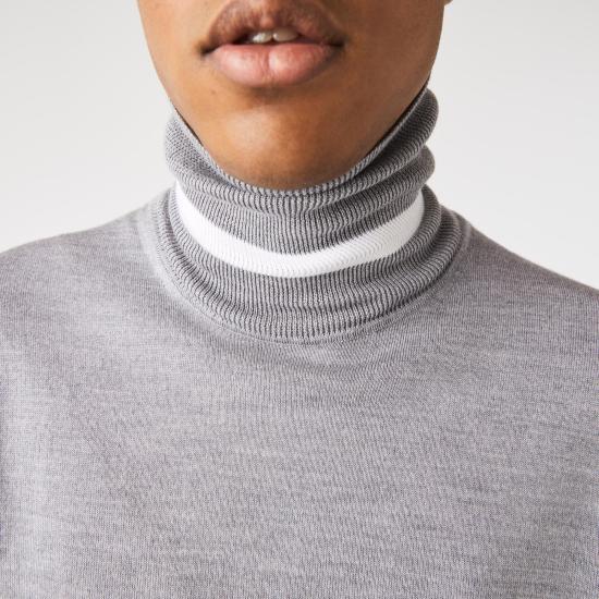  라코스테 메리노 울 터틀넥 스웨터 AH1959 YRD GRIGIO GREY - LACOSTE