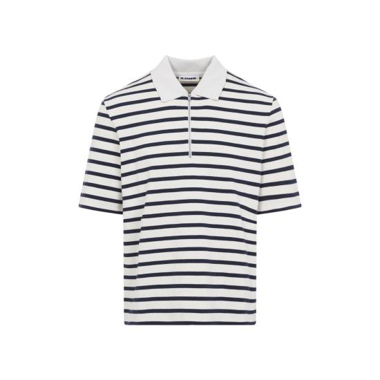 26SS 질샌더 폴로 티셔츠 J47GL0104 J46497 124 MARINIERE BLUE