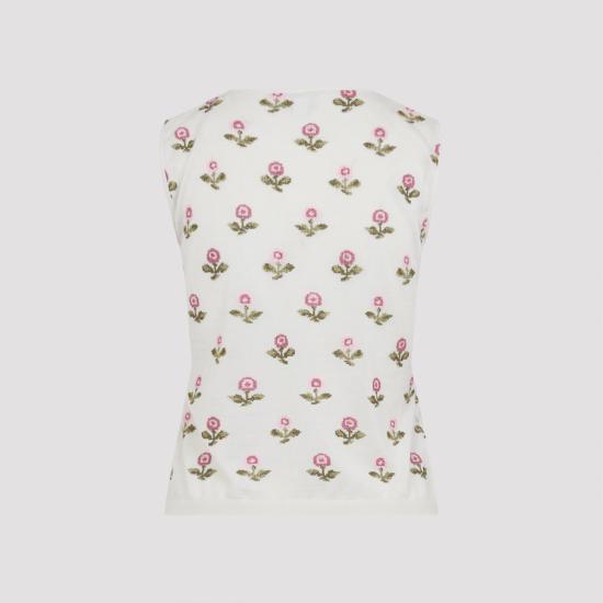 25FW 지암바티스타 발리 민소매 티셔츠 25FWSVCM022B 03CAS 1102 IVORY ROSE NUDE NEUTRALS - GIAMBATTISTA VALLI