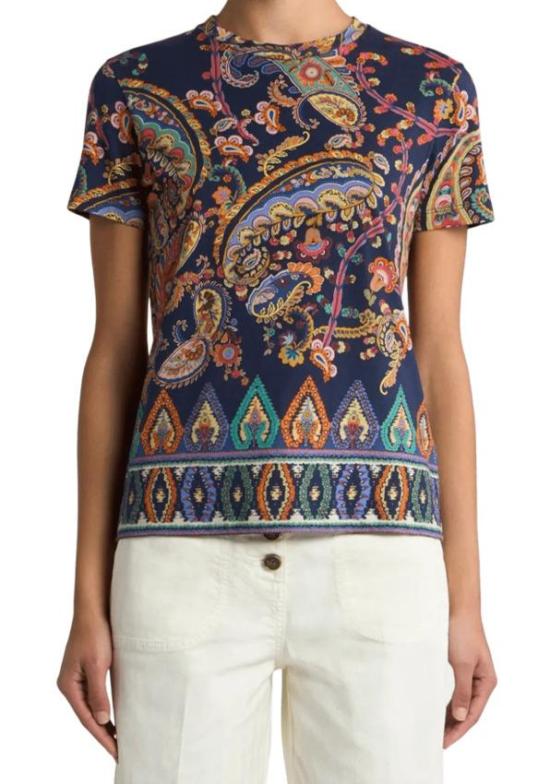 26SS 에트로 반팔 티셔츠 WRMA0006 AKH26X0883 BLUE - ETRO