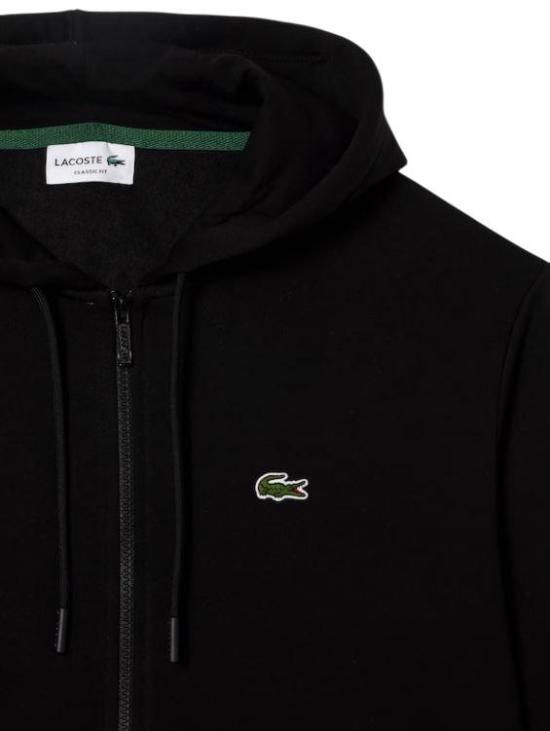 25FW 라코스테 캥거루 포켓 플리스 후드 집업 SH9626 031 NERO BLACK - LACOSTE