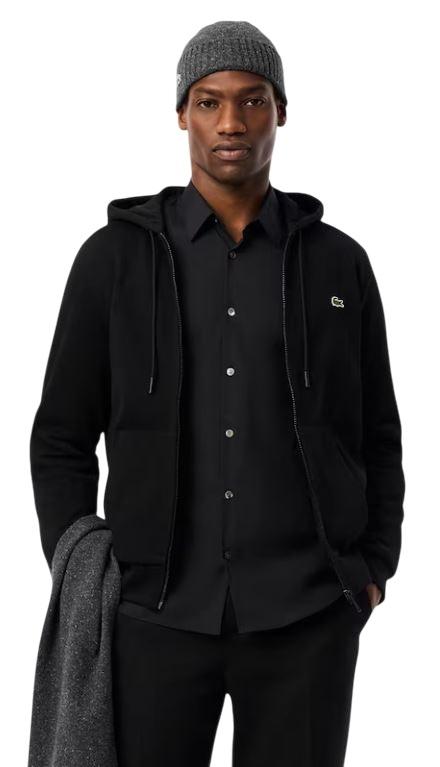 25FW 라코스테 캥거루 포켓 플리스 후드 집업 SH9626 031 NERO BLACK - LACOSTE