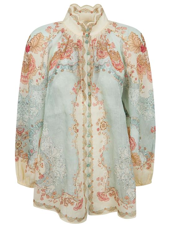 26SS 짐머만 셔츠 4273TRS263 WPFM WALLPAPER FLORAL MINT MULTICOLOUR - ZIMMERMANN