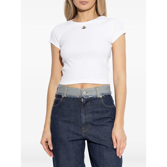 26SS 비비안웨스트우드 반팔 티셔츠 1G010019 J009C A401 WHITE DOM - VIVIENNE WESTWOOD