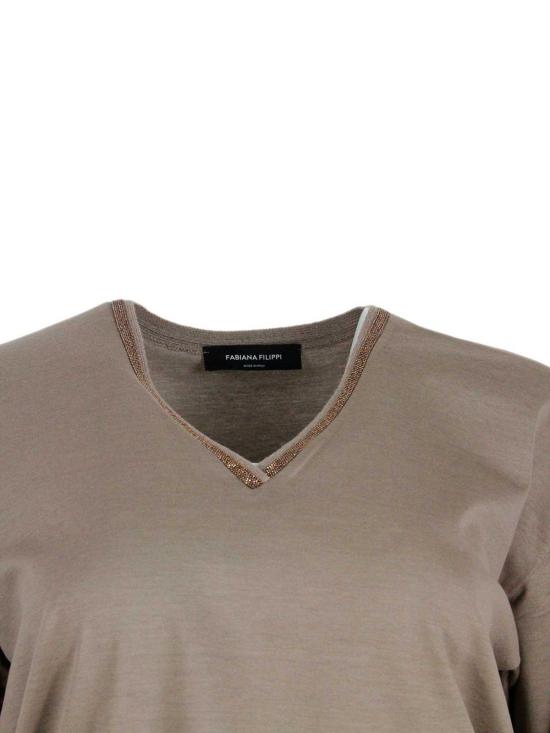26SS 파비아나 필리피 반팔 티셔츠 JED225F862L6961271 Brown - FABIANA FILIPPI