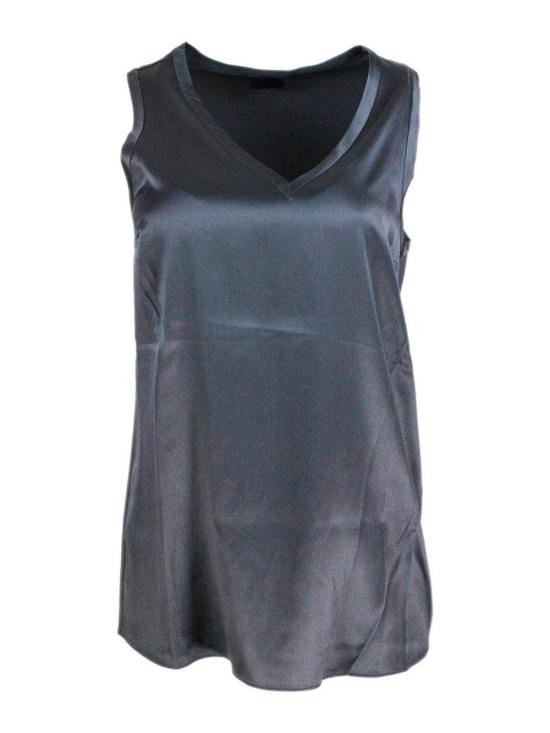 26SS 브루넬로 쿠치넬리 실크 탱크 탑 M0C59E0602C2355 Grey