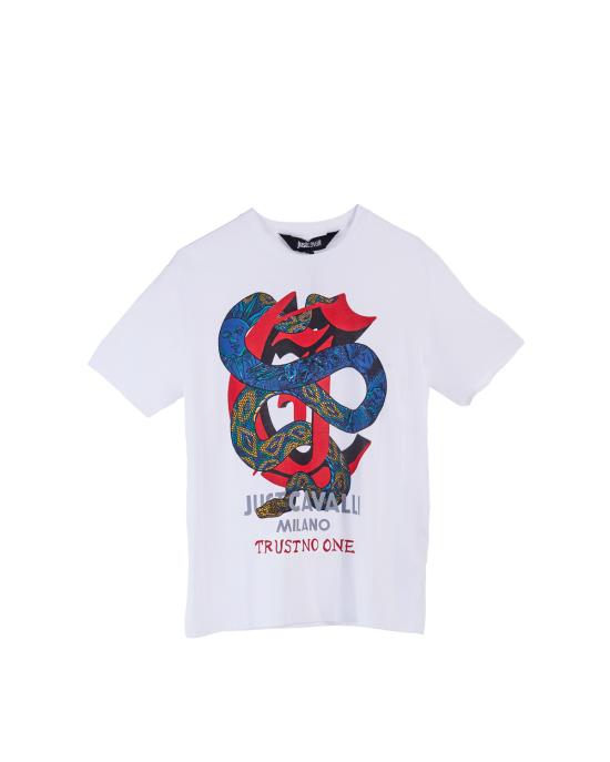  저스트까발리 반팔 티셔츠 77OAHA14 CJ700 white 003 BIANCO