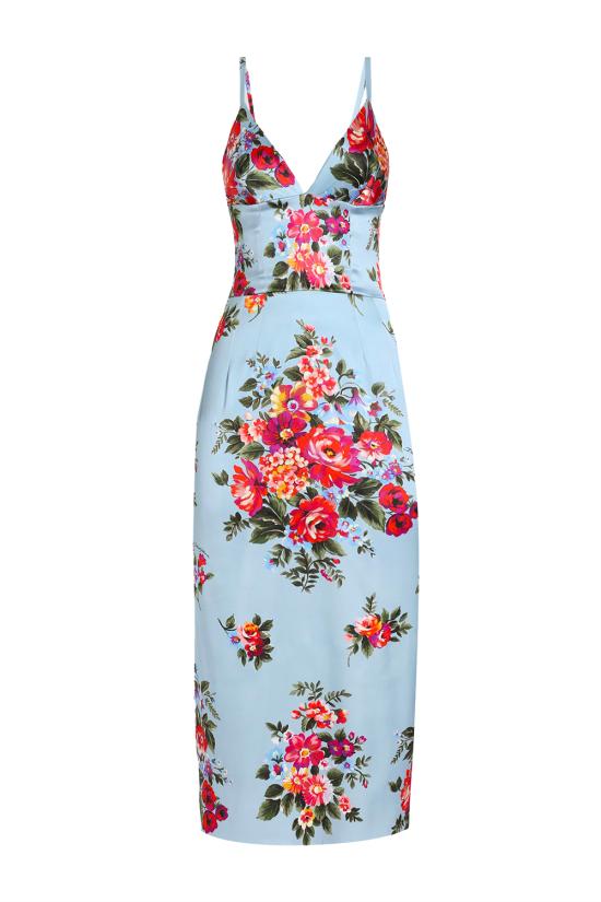 26SS 돌체앤가바나 미디 원피스 F610GTFSICE HC5ZO Mazz fiori f celeste