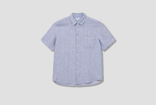 26SS 선스펠 반팔 셔츠 반팔 린넨 셔츠 MSHT2119 네이비