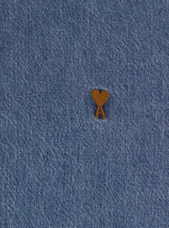  아미 탑 Ami Alexandre Mattiussi 콘트라스트 Ami De Coeur 셔츠 라이트 블루 - AMI