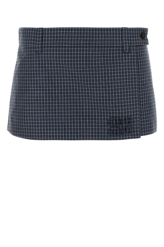  미우미우 팬츠 자수 나일론 혼방  스커트 블루