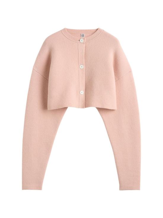  토템 가디건 울 크롭  핑크