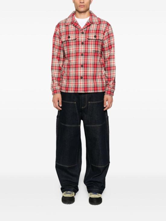  엠포리오 아르마니 셔츠 울 체크  레드 - EMPORIO ARMANI