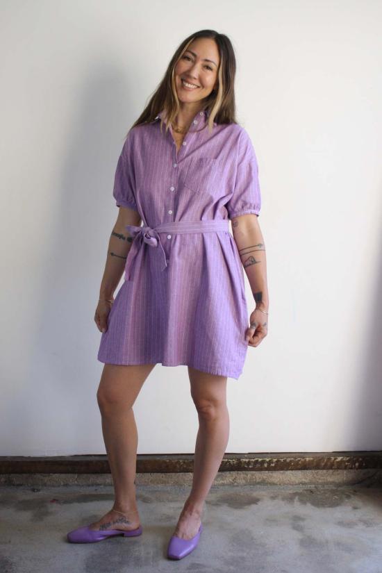  머틀 숏 원피스 키키 드레스 오키드 스트라이프 - MYRTLE