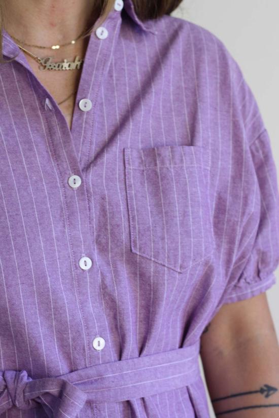  머틀 숏 원피스 키키 드레스 오키드 스트라이프 - MYRTLE