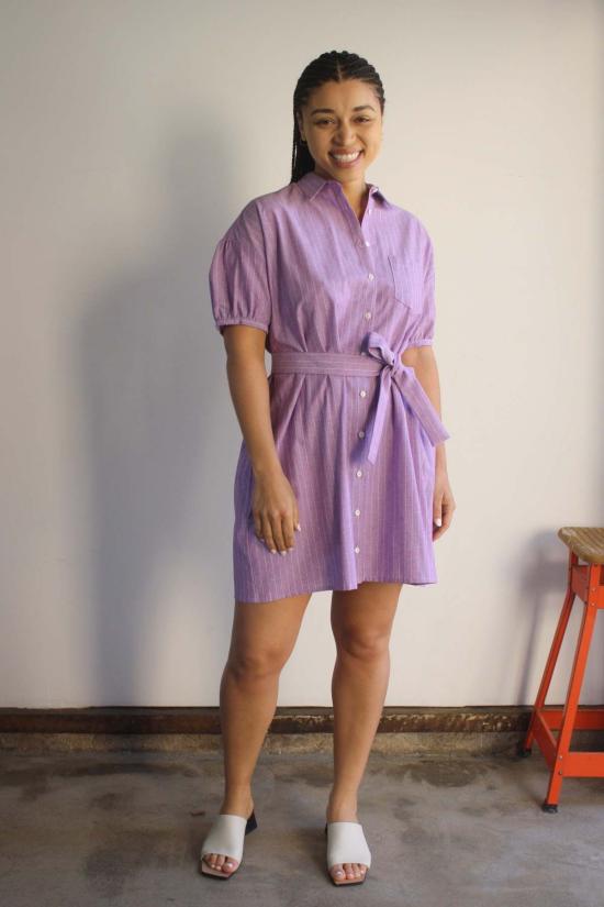  Myrtle 숏 원피스 머틀 키키 드레스 오키드 스트라이프 - OTHER BRANDS