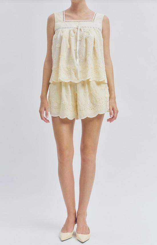  모드 클럽 블라우스 오데트 탑 버터 옐로우 - MAUDE CLUB