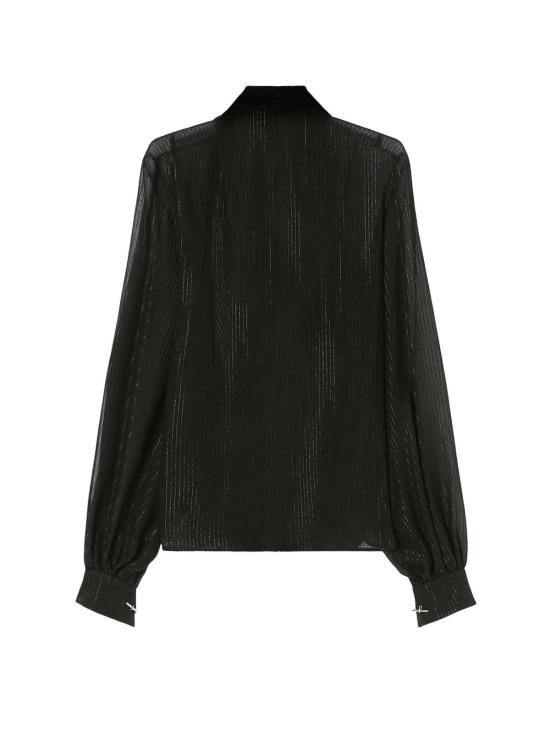  막스마라 탑 막스 마라 스카파티 실크 셔츠 (루렉스 소재) 블랙 - MAX MARA