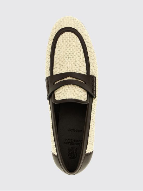26SS 브루넬로 쿠치넬리 테크노 라피아 레더 모카신 MZQ9C3210 C112 Beige - BRUNELLO CUCINELLI