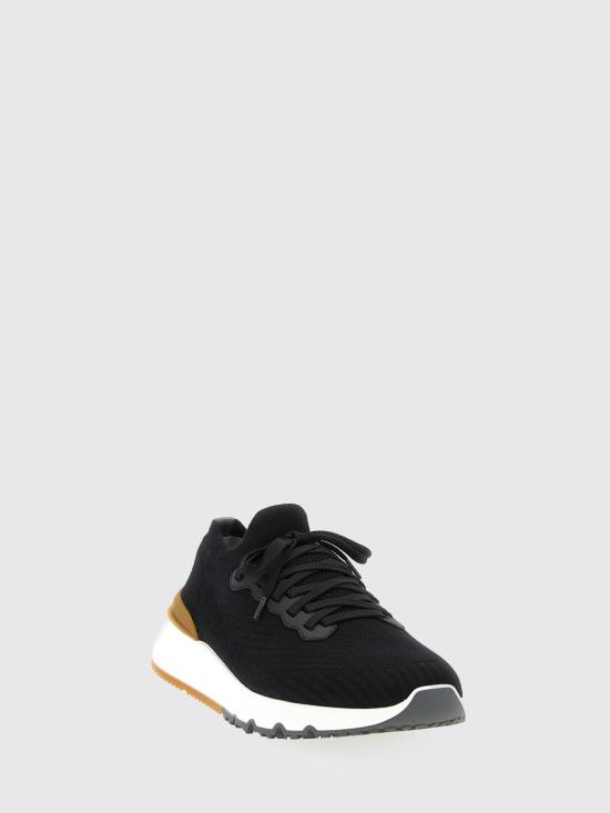 26SS 브루넬로 쿠치넬리 코튼 니트 세미 폴리쉬드 카프스킨 러너 MZUPMBO252 CIK10 Black - BRUNELLO CUCINELLI