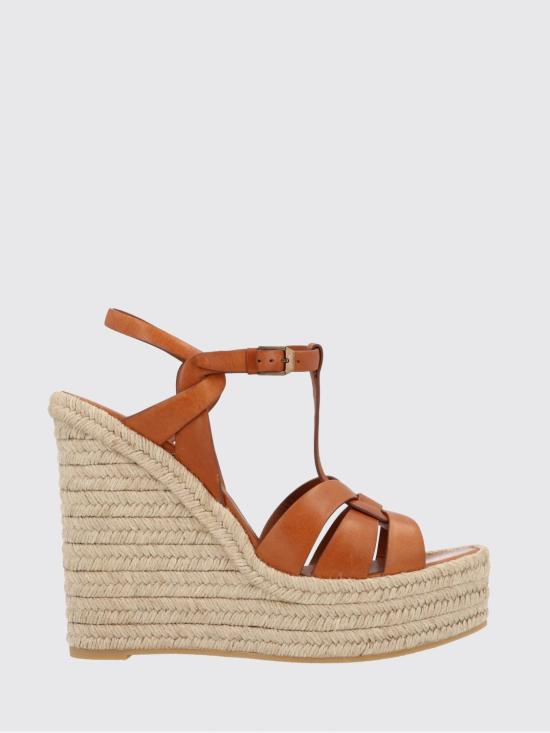 26SS 생로랑 트리뷰트 에스파드리유 웻지 스무스 레더 611924BDA00 2206 Brown