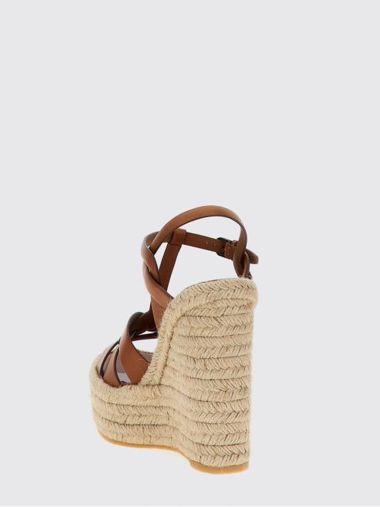 26SS 생로랑 트리뷰트 에스파드리유 웻지 스무스 레더 611924BDA00 2206 Brown - SAINT LAURENT