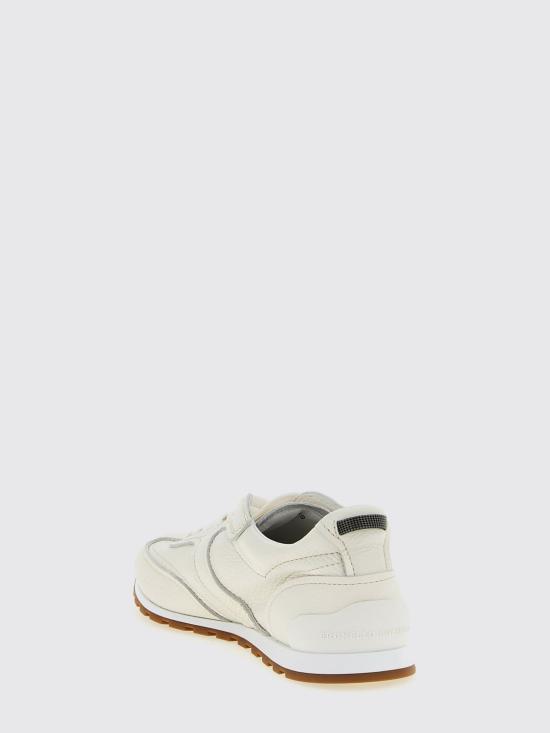 26SS 브루넬로 쿠치넬리 샤이니 루프 소프트 그레인 가죽 러너 MZDKG3235 C4295 White - BRUNELLO CUCINELLI